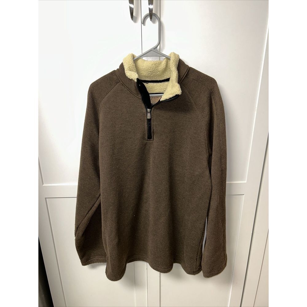 Arrow USA 1851 Men's L‎ Pullover Fleece Brown 1/4 Zipper Large